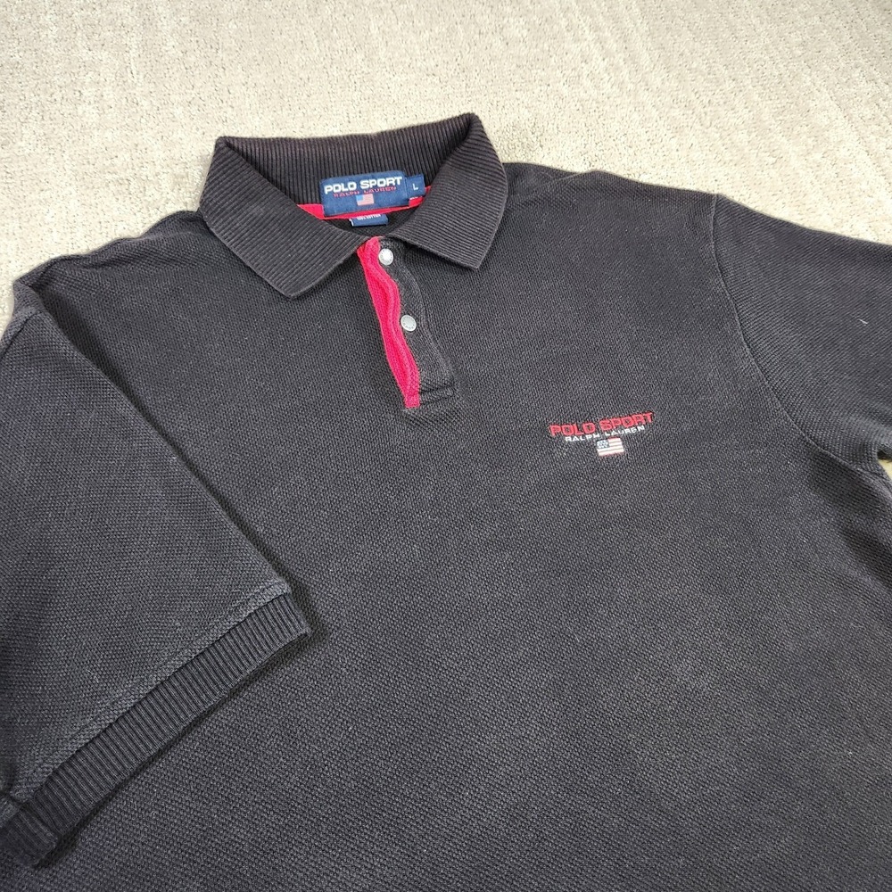 Vintage Polo Sport Ralph Lauren Shirt Men Large‎ Waffle Knit Polo Heavy Cotton